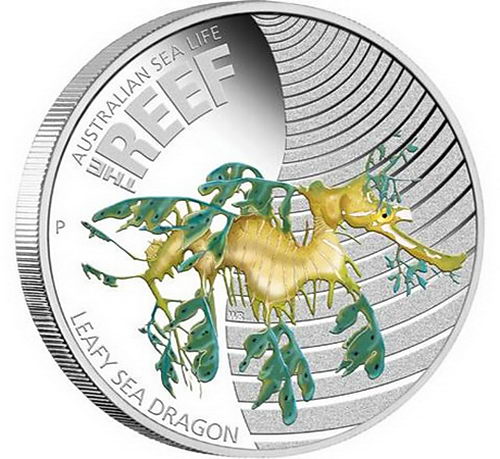 Лиственный морской дракон или морской дракон Глауэрта (Phycodurus eques) на монете монетного двора Перта