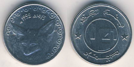 Фенек на монетах Алжира